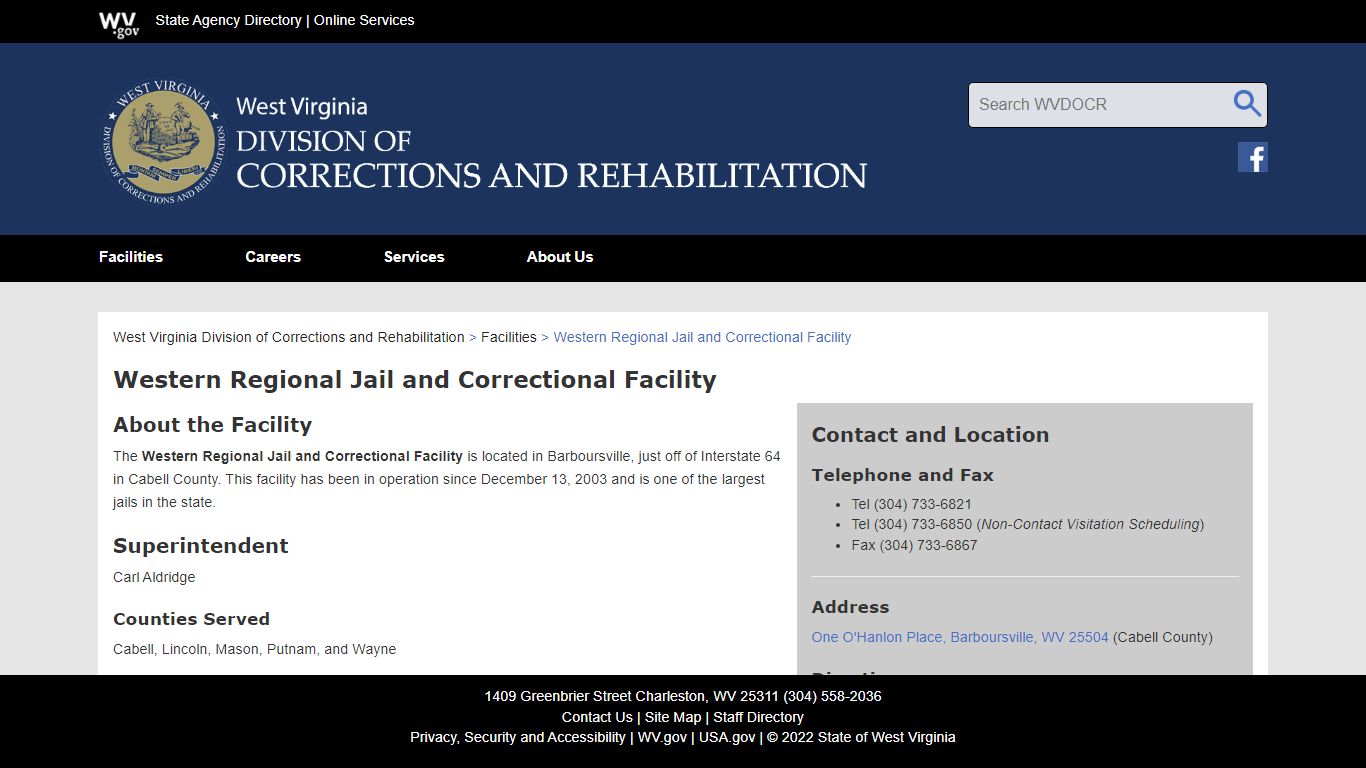 Western Regional Jail and Correctional ... - West Virginia